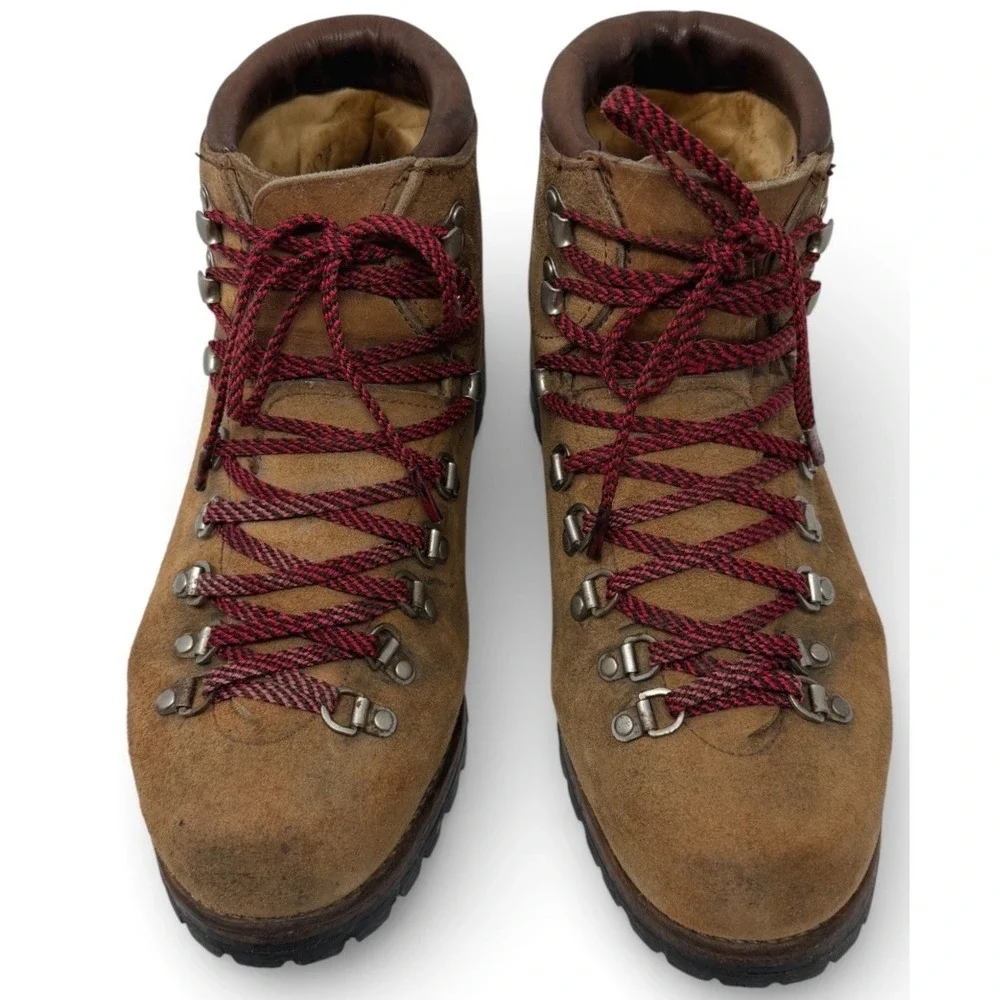 Vintage Vasque Alpine Mountain Boots Men 9.5 E Tan Mountaineering Suede USA Made